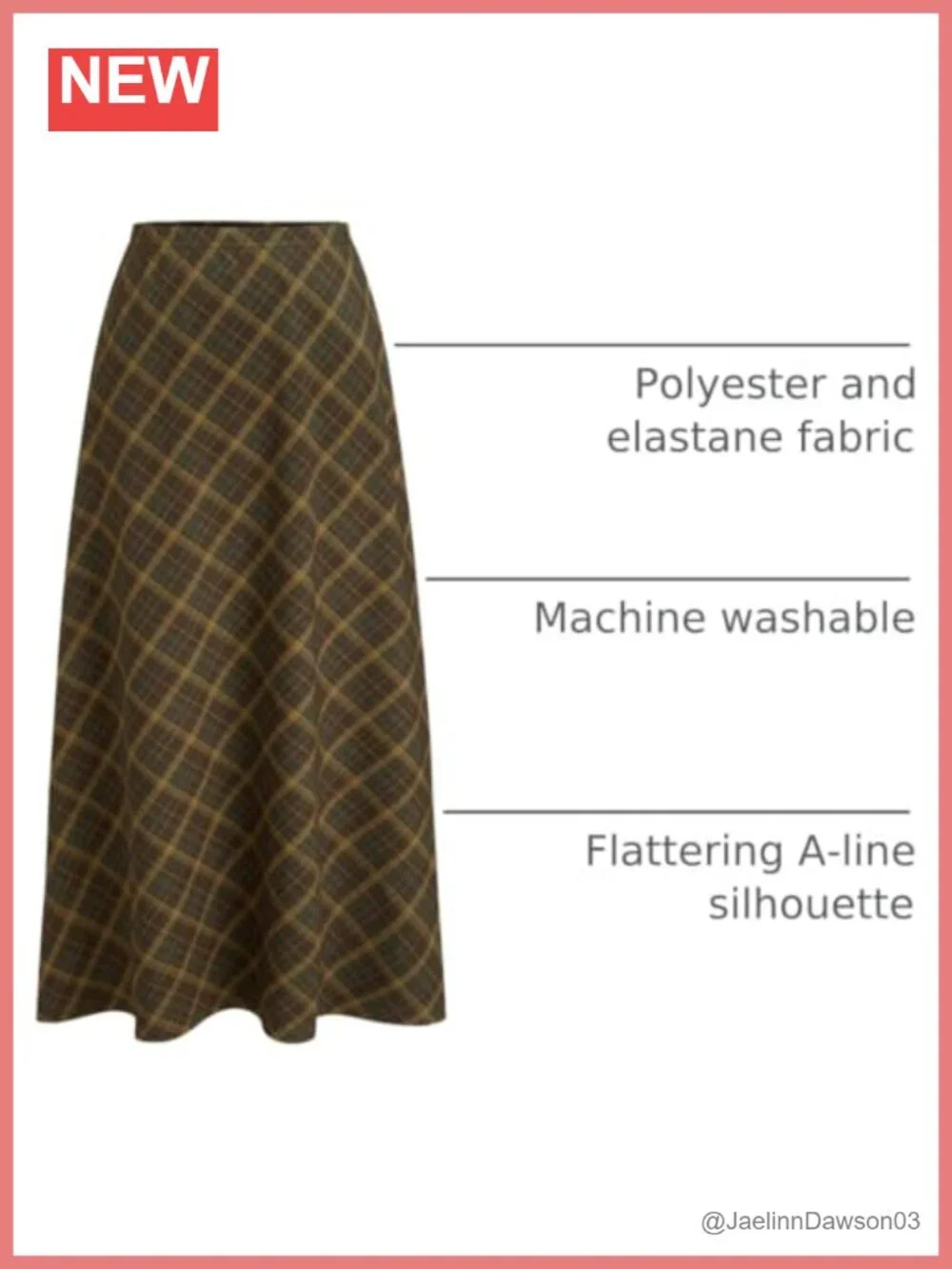 Plaid A-Line Maxi Skirt High Rise Pleated Casual Vintage